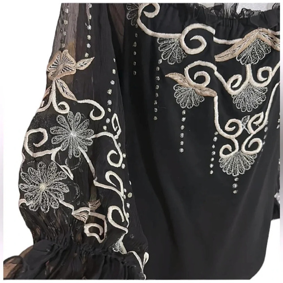 Vintage Collection off shoulder embroidered longsleeve tops size XL - Picture 7 of 9